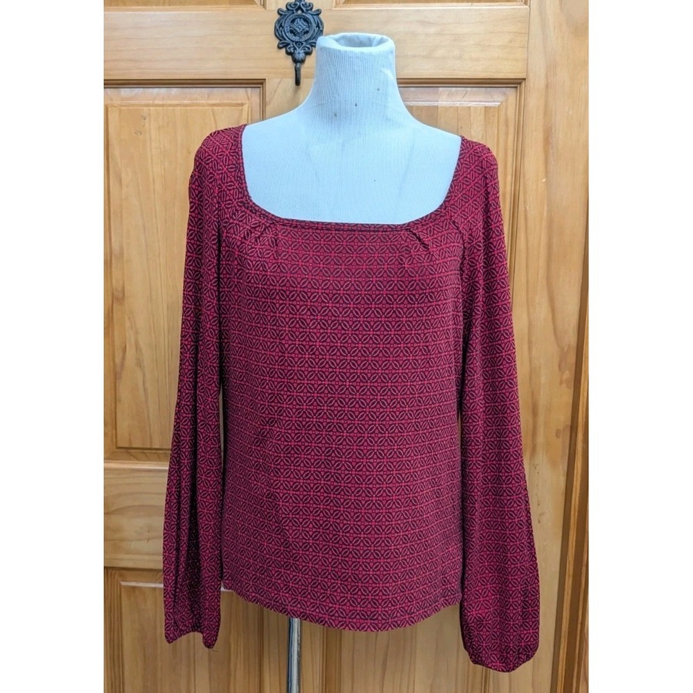 Jones New York Sport Women's Top Large Pullover Knit Stretchy Blouse Long Sleeve